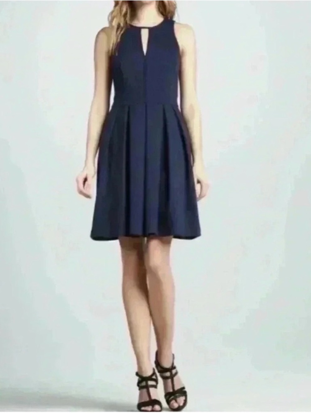 Rebecca Taylor Navy Sleeveless Keyhole Fit & Flare Dress